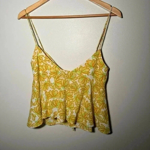 NWT ZARA YELLOW PRINTED TIE TOP  WITH KNOT M - Picture 7 of 7